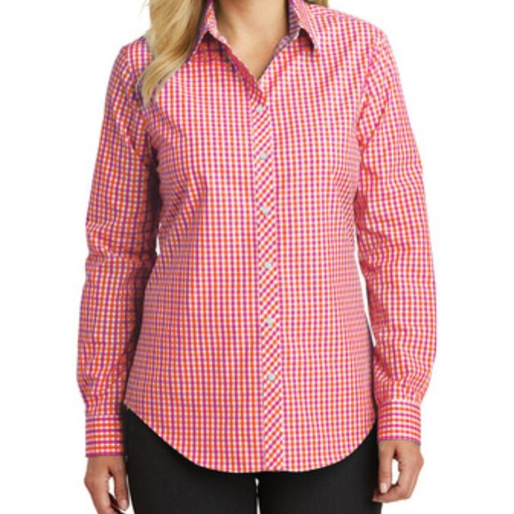 GINGHAM pattern long sleeve blouse - Picture 2 of 4